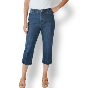 4/$20 Bandolino Maureen Denim Crop Cuffed Capri Dark Wash Mid Rise Jeans 10